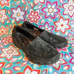 Skechers Relaxed Fit Suede Slip-On Shoes Black